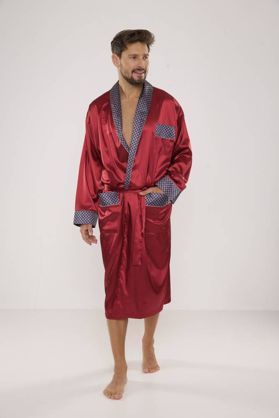 940 Forex Bademantel aus Satin für Männer - kastanienbraun