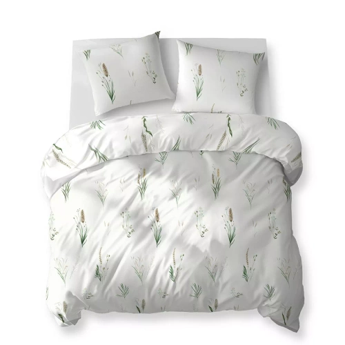 5771 A Cotton Bloom Detexpol weiße Baumwollbettwäsche mit Gras und Ähren – 100 % Baumwolle, doppelseitig, polnische Produktion