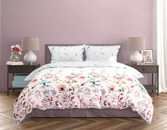 Milargo Verde 001 Satinbettwäsche mit Faro-Blumen, rosa