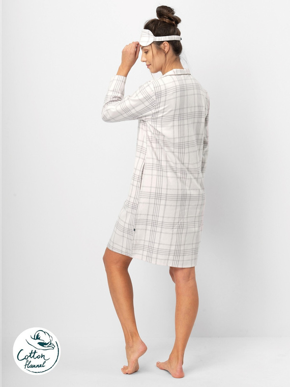 Key LND 401 Damenhemd, hellrosa – Baumwollflanell, lange Ärmel, Knöpfe