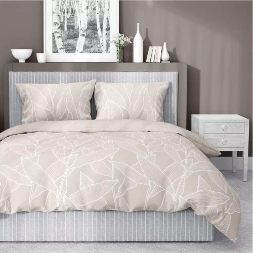 5087 A Satinbettwäsche Blätter Detexpol beige