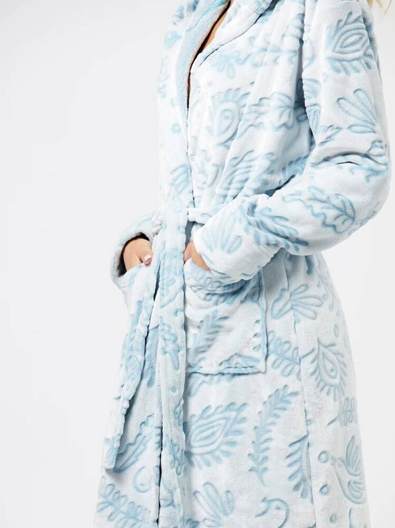 LGL 535 Langer Damenbademantel Schlüsselblau