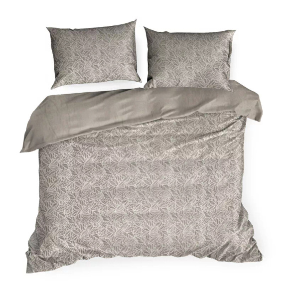 Flano 3 Velours-Bettwäsche Blätter Eurofirany beige