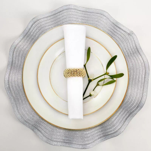Eurofirany Tischset elegante Platzmatte unter Teller Glamour Stil June silver