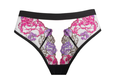 Elegante transparente schwarze Spitzen-Slips Estela Unikat