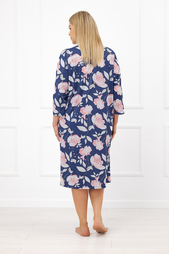 Nachthemd Italian Fashion Ardizja 100% Baumwolle Blumen 3/4-Arm