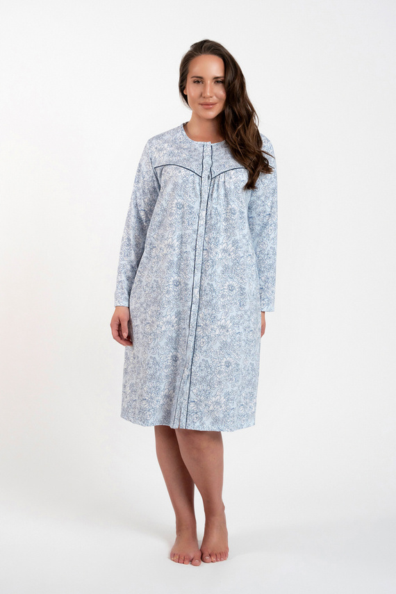 Talita ungeknöpftes Nachthemd Italienische Mode - Blaudruck