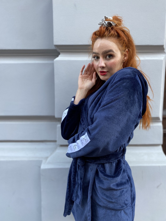 626 Abigail Damen Kurzer Morgenmantel Forex - navy blau