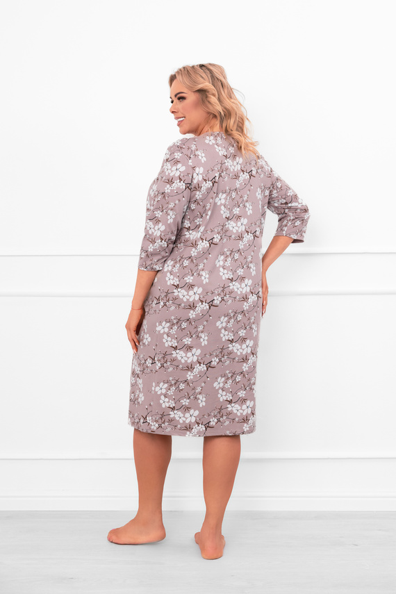 Damen Nachthemd Oshima Baumwolle mit 3/4 Ärmeln und floralem Muster Italienische Mode