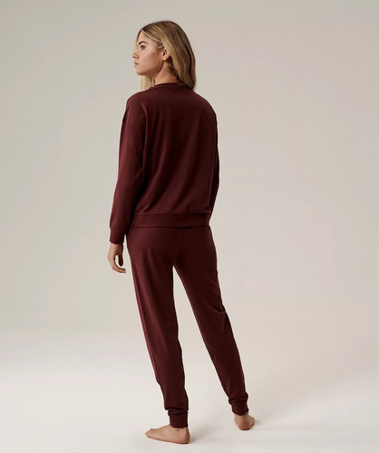 Damenpyjama Atlantic NLP-499 Wein – Baumwolle, lange Ärmel, bequem und stilvoll