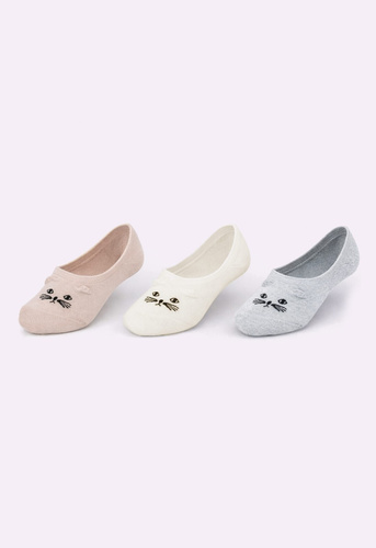 Ballerina Socken ST115 Damen Baumwolle Katze 3D Ohren rutschfest
