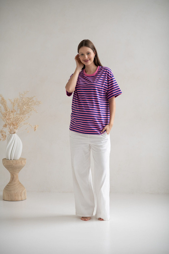 Mamahood Milk&Love Umstands- und Still-T-Shirt, rosa und blau gestreift – bequem und stilvoll