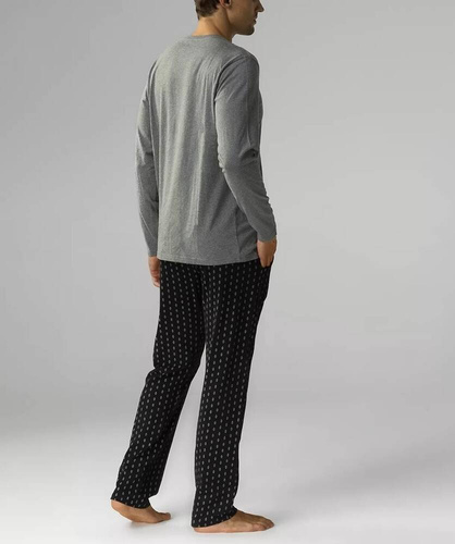 NMP-373 Herren-Langarmpyjama, Atlantic – grau schwarz