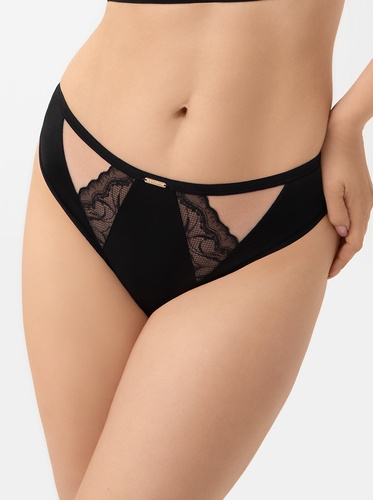 Gorsenia S003 Joy String Schwarz aus Mikrofaser & Spitze