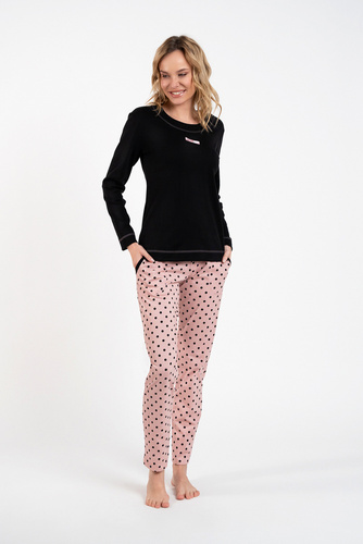 Bonilla Damen Schlafanzug langarm, lange Hose Italian Fashion schwarz/print 