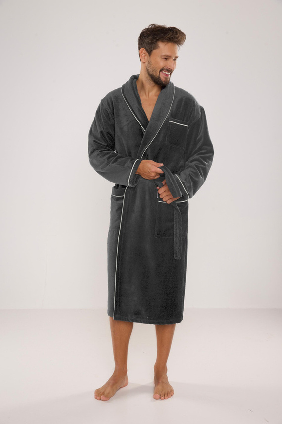 735 Manuele Herren Bademantel De Lafense - graphit