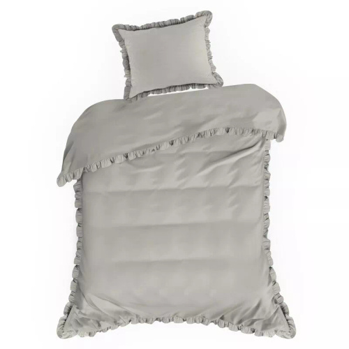 Bettwäsche aus Baumwolle mit Rüsche Eurofirany 100% Baumwolle mit Reißverschluss beige