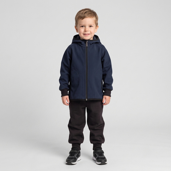 229004 Nicol Softshell-Jacke für Jungen mit Fleece, Kapuze und Reflektoren – marineblau