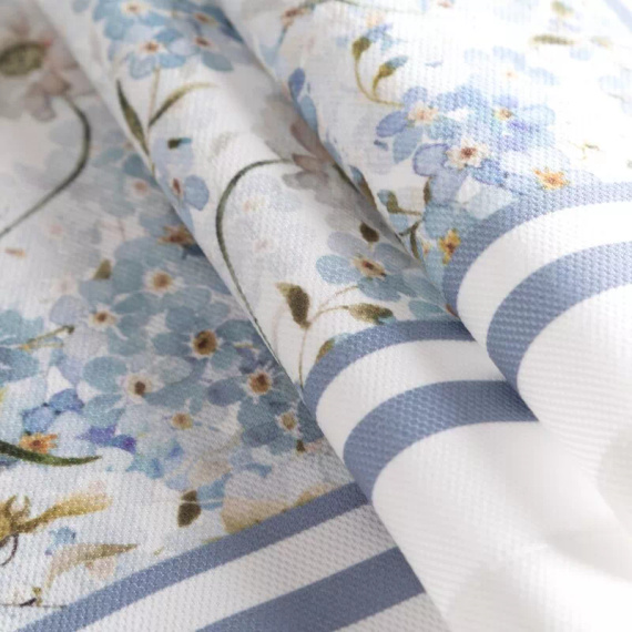 Tischdecke Summer 18 Eurofirany naturfarben mit Vergissmeinnicht 100% Polyester