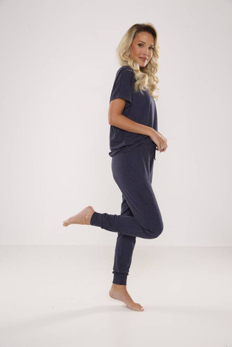 524 Paula Damen Schlafanzug De Lafense - marineblau