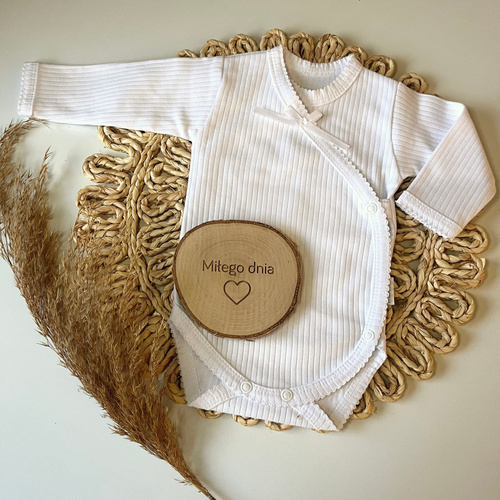 BD082 Mamatti gestreifter Langarm-Body – Weiß