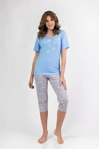 696 Regina Damenpyjama – Blau