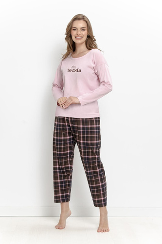 Damen-Pyjama Taro Kayla 3619 Rosa 100% Baumwolle Langarm 7/8