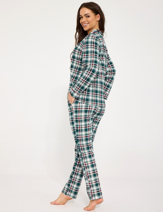 Cornette Francesca 482/490 Damen-Pyjama 100% Baumwolle Knöpfe Grün