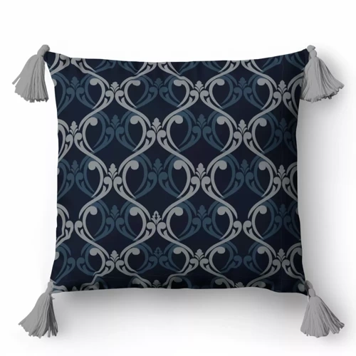 5402 B Deko-Kissenbezug mit Ornamenten Panama 58 Detexpol Marineblau