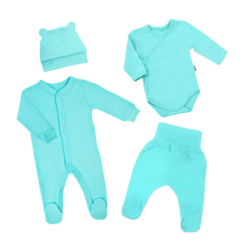 4902 4-teiliges Babyausstattungsset, glatt, Nicol - Minze