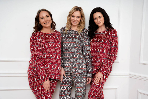 Island Fleece Damen Set Italienische Mode - burgunderfarbener Druck 