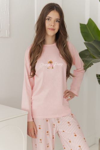 Mädchen-Pyjama Taro 3677 Nola Rosa 100% Baumwolle Langarm