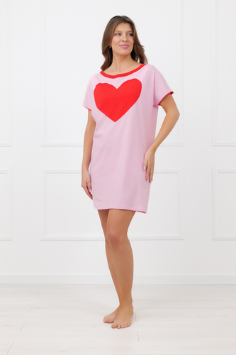 Nachthemd Sabrina Italian Fashion 100% Baumwolle – kurzer Ärmel, Herz