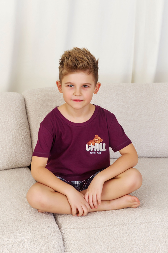 7202 „Chill“ Unisex Doctor Nap Kinderpyjama – Burgunderrot