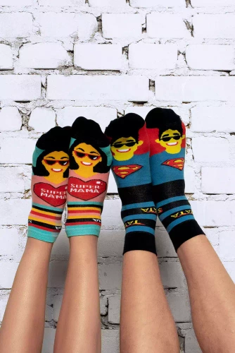 M41Z Super Dad Socken Socken Italienische Mode - marineblau/farbig