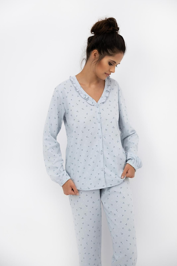 Lucille II Sensis Taubenpyjama für Damen – Baumwollpyjama mit Rüschen und Knöpfen