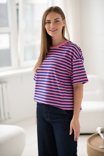 Mamahood Milk&Love Umstands- und Still-T-Shirt, rosa und blau gestreift – bequem und stilvoll