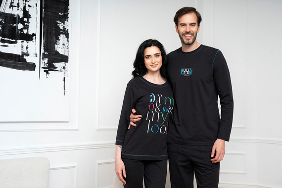 Olza Damen Schlafanzug 3/4 Ärmel, 3/4 Hose Italian Fashion - schwarz