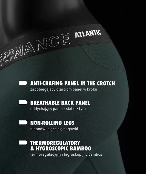 Herrenboxershorts Atlantic Bamboo 2MH-1209 grün-grau Performance – 2er-Pack, aus Bambus