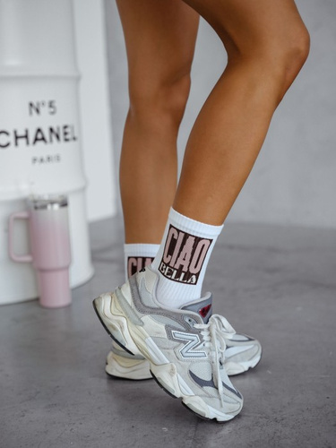 0200-174 Milena Damensocken – weiß mit „Ciao Bella“-Aufschrift – 2