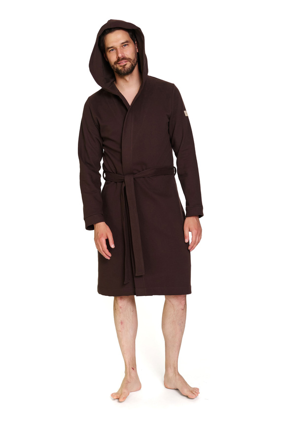Doctor Nap 7332 – Herren-Bademantel aus Baumwolle mit Kapuze | 100 % Baumwolle, polnische Produktion – Brownie