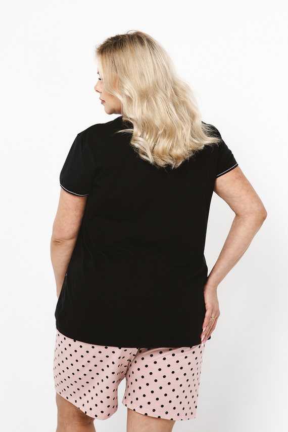 Bonilla Damen Schlafanzug Kurzarm, Shorts Italian Fashion- Print/Schwarz