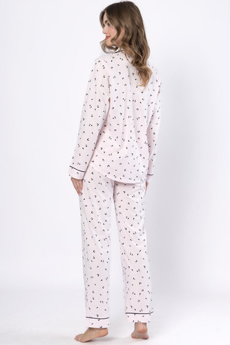 Piżama damska Laveza Alka 1618 jasno różowa– bawełna, długi rękaw, zapinana na guziki