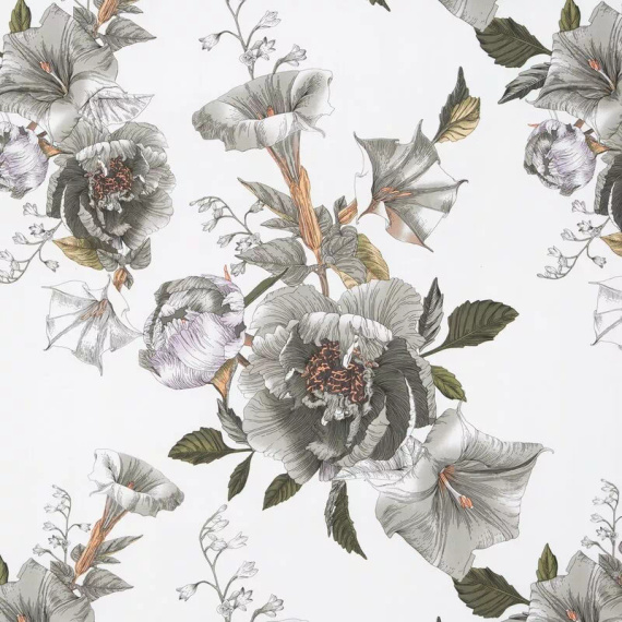 Frühling 39 Blumen Satinbettwäsche Eurovorhänge weiß/grau