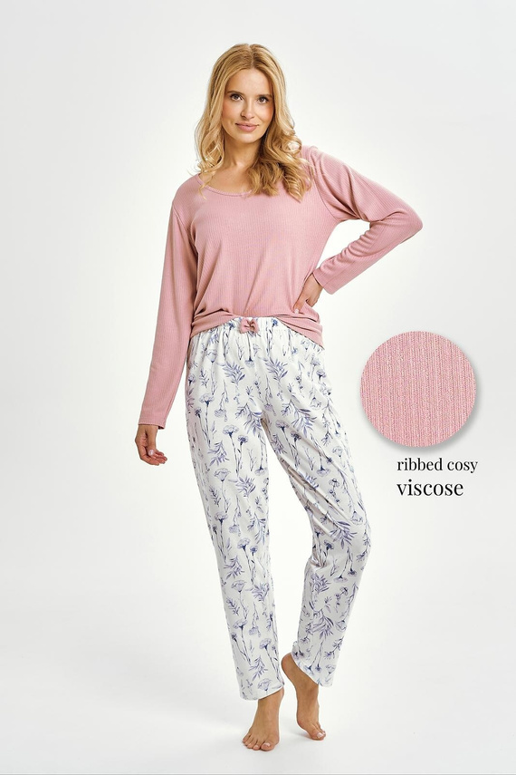 Damenpyjama Taro 3456 Caroline, rosafarbenes Set aus Viskose und Baumwolle