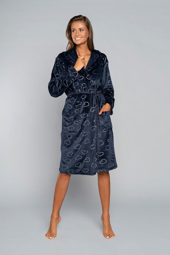 Elixir Damenbademantel mit Taschen Italian Fashion - rot/print 