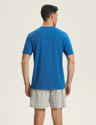 Henderson 43453 Nori Herrenpyjama blau – 100% Baumwolle, Sommer