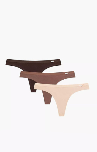 Damen String Atlantic 3CLP-017 Baumwolle 3er Set niedrige Taille bequem