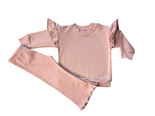 Set für Mädchen Mamatti DR2568 – Sweatshirt und Leggings in einem schmutzigen Rosaton