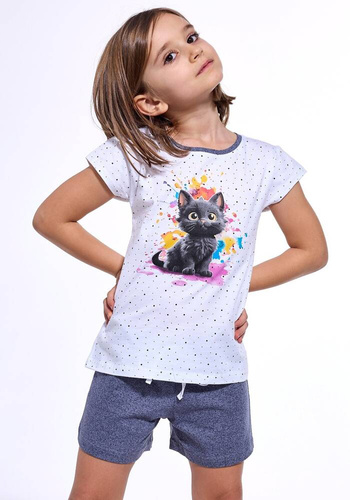 245/109 246/109 Black Cat Cornette Mädchenpyjama weiß